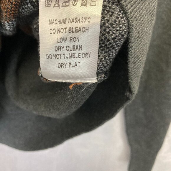 Luchiano Visconti Lattice Sweater Mens Large Crew Geometric Retro Gray Orange - Picture 6 of 13